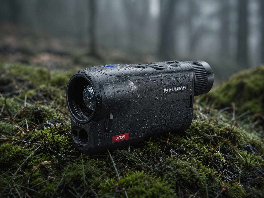 Pulsar Oryx LRF XG35 v mokrom teréne po daždi