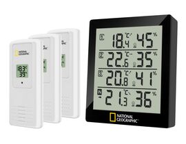 Digitálny termo-hygrometer NATIONAL GEOGRAPHIC pre 4 zóny – čierny