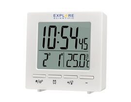 Explore Scientific RC Digital Clock with Indoor Temperature, white