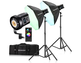 COB LED svetlo BRESSER BR-135RGB Duo Kit so softboxom