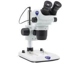 Optika Zoom-stereomikroskop SZO-3, binokulárny, 6,7×–45×, stĺpový statív, dopadajúce a prechádzajúce svetlo