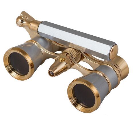 Divadelné kukátko Levenhuk Broadway 325N (lorňon s LED svietidlom), Silver, Farba: Silver