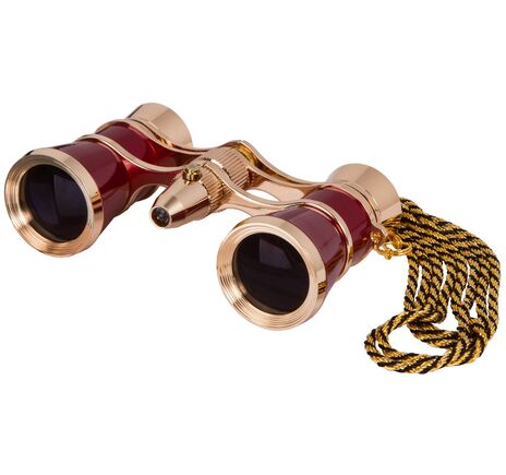 Divadelné kukátko Levenhuk Broadway 325F (s LED svietidlom a retiazkou), Red, Farba: Red