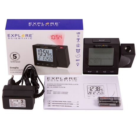 Explore Scientific RC Digital Projection Clock with Indoor Temperature, black, image-5