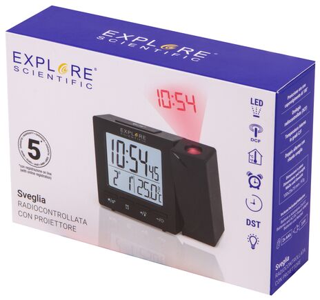Explore Scientific RC Digital Projection Clock with Indoor Temperature, black, image-14