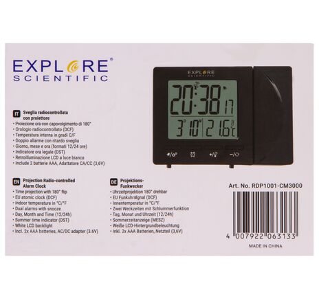 Explore Scientific RC Digital Projection Clock with Indoor Temperature, black, image-16