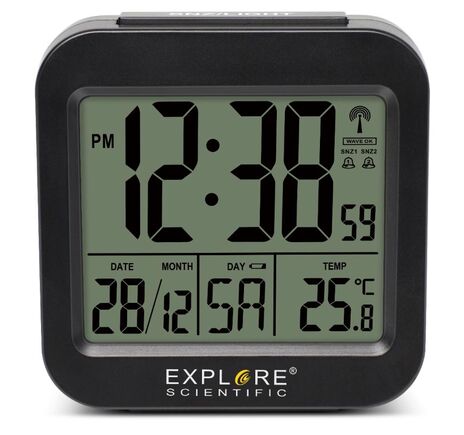 Explore Scientific RC Alarm Clock, black