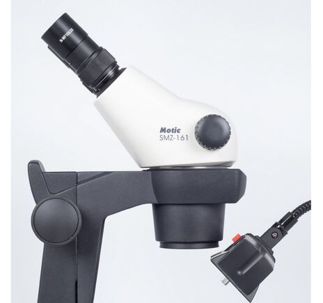 Motic Zoom-stereomikroskop GM-161, binokulárny, fluorescenčný, 7,5×–45×, pracovná vzdialenosť 110 mm