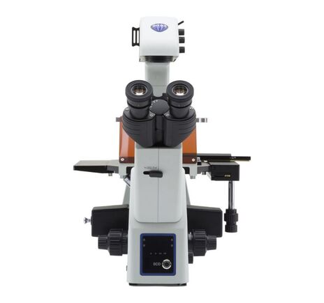 Optika Inverzný mikroskop IM-5FLD, fluorescenčný, trinokulárny, inversný, 10×/24 mm, dopadajúce a prechádzajúce svetlo, LED 5 W + 8 W, bez objektívov