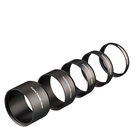 Sada predlžovacích objímok EXPLORE SCIENTIFIC M48x0,75 – 5 dielov (30/20/15/10/5 mm)