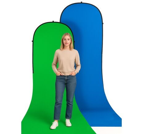 Falthintergrund BRESSER BR-TR16 180 × 240 + 240 cm so závesom – zelený/modrý