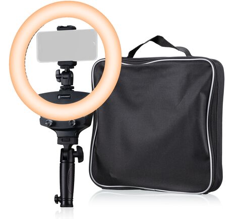 Bi-Color LED kruhové svetlo BRESSER BR-22B s rukoväťou a závitom