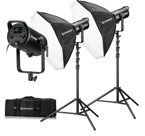 COB LED svetlo BRESSER BR-180RGB Duo Kit so softboxmi