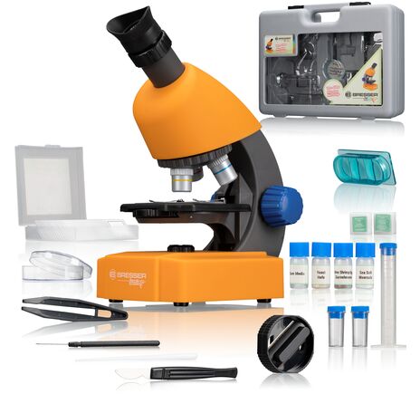 Mikroskop BRESSER JUNIOR 40×–640× so sadou a kufríkom