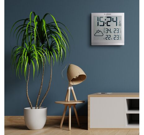 BRESSER ClimaTemp JC LCD Weather-Clock strieborný, image-5