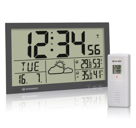 BRESSER MyTime Jumbo LCD Weather Wall Clock