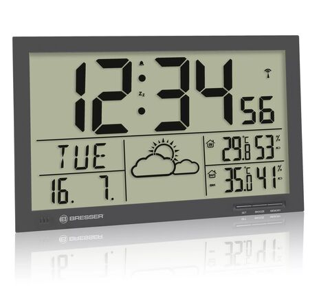 BRESSER MyTime Jumbo LCD Weather Wall Clock, image-3