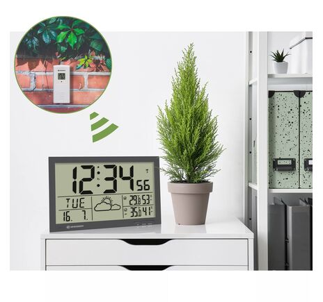 BRESSER MyTime Jumbo LCD Weather Wall Clock, image-2