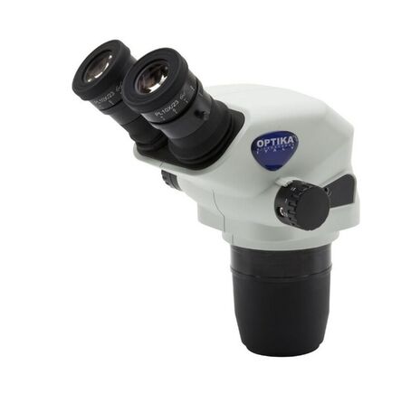 Optika Stereohlava SZO-B, binokulárna, 6,7×–45×, pracovná vzdialenosť 110 mm, Ø23 mm, click stop