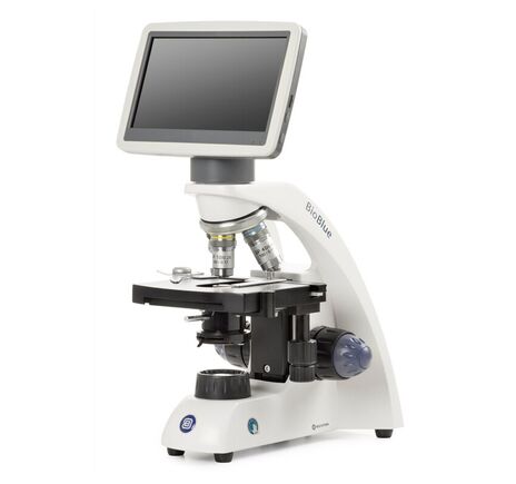 Euromex Mikroskop BioBlue BB.4220-LCD, 7" LCD displej, SMP 4/10/S40x objektívy, DIN, 40x–400x, 10x/18, LED 1W, krížový stolík