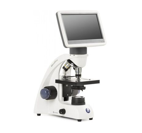 Mikroskop Euromex MicroBlue, MB.1001-LCD, 5,6" LCD displej, objektívy Axis 4/10/S40x, DIN 35mm perf., 40x - 400x, LED, 1W, jednostupňový