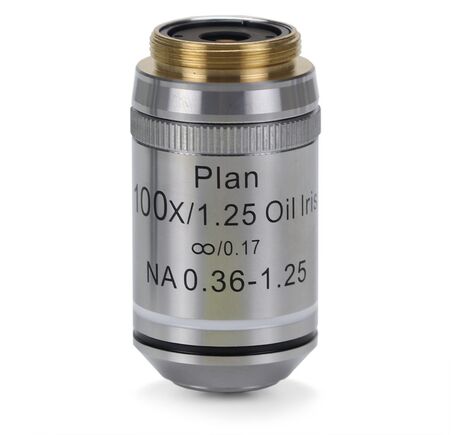 Euromex Objektiv IS.7200-I, 100x/1,25 olejové ponorenie, PLi , plán, nekonečno, clona clony, pružina (iScope)