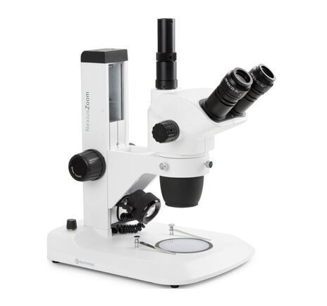 Euromex Zoom-stereomikroskop NexiusZoom EVO NZ.1703-S, 6.5–55x, ozubený posuv, LED 3W, trinokulárny