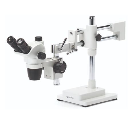 Euromex Zoom-stereomikroskop NZ.1903-B, 6.7–45x, dvojramenný stojan, základová doska, trinokulárny