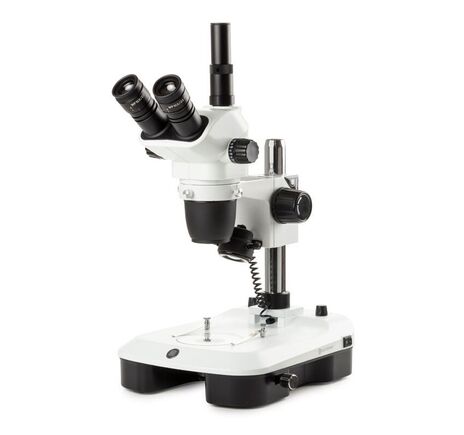 Euromex Zoom-stereomikroskop NZ.1903-M, 6.7–45x, stĺpový stojan, prechádzajúce a dopadajúce svetlo, trinokulárny, tmavé pole, embryológia