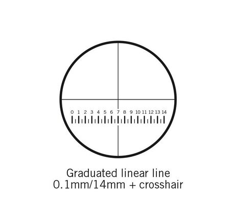 Motic Mikrometerstrichplatte Strichplatte Skala (14mm in 140 Teilen) und Fadenkreuz, (Ø25mm)