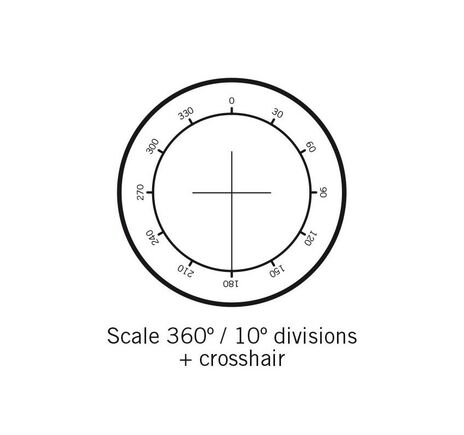 Motic Mikrometerstrichplatte Strichplatte Winkelmesser 360°, Abstufung 30° und Fadenkreuz, (Ø25mm)