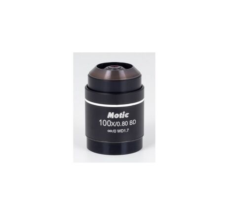 Motic Objektiv CCIS, LM, plan, achro, BD, 100x/0.8, w.d.1.7mm (AE2000 MET)