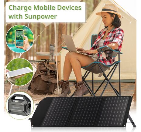 Prenosná solárna nabíjačka BRESSER 60 W s USB a DC výstupom, image-2