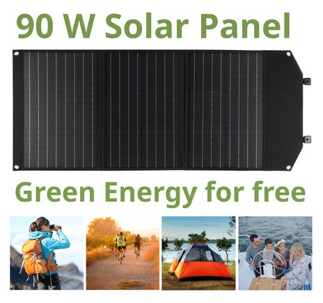 Prenosná solárna nabíjačka BRESSER 90 W s USB a DC výstupmi, image-2