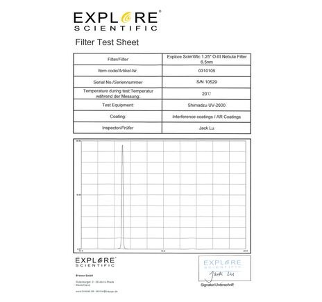 O-III hmlovinový filter EXPLORE SCIENTIFIC 1,25" 6,5 nm, image-3