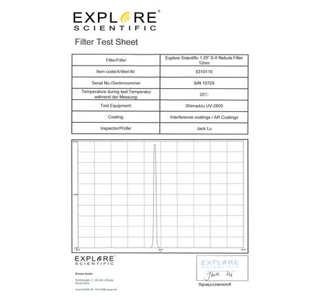 Hmlovinový filter EXPLORE SCIENTIFIC S-II 1,25" 12 nm, image-3