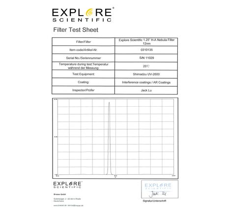 Hmlovinový filter EXPLORE SCIENTIFIC H-Alpha 1,25" 12 nm, image-3