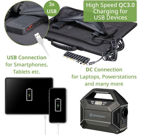 Prenosná solárna nabíjačka BRESSER 40 W s USB a DC výstupom, image-4