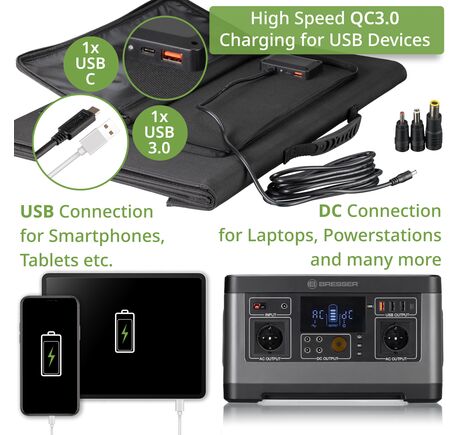 Prenosná solárna nabíjačka BRESSER 120 W s USB a DC výstupom, image-7
