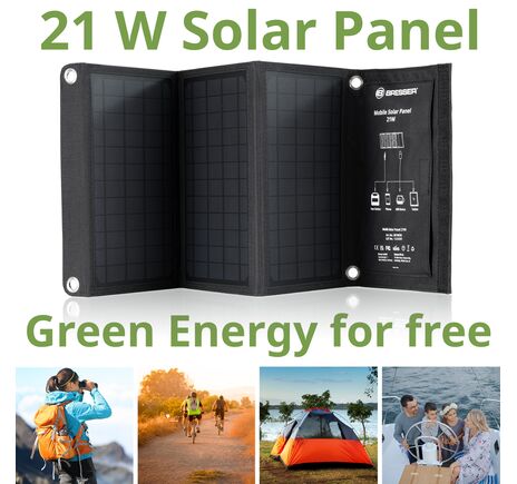 Prenosná solárna nabíjačka BRESSER 21 W – USB a DC, image-2
