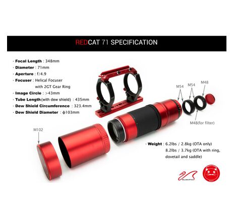 William Optics AP 71/350 RedCat 71 - apochromatický refraktor, image-12