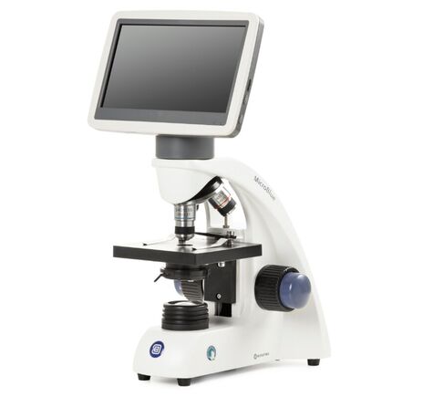 Mikroskop Euromex MicroBlue, MB.1001-LCD, 5,6" LCD displej, objektívy Axis 4/10/S40x, DIN 35mm perf., 40x - 400x, LED, 1W, jednostupňový, image-3