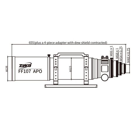 ZWO AP 107/749 FF107 - apochromatický refraktor, image-7