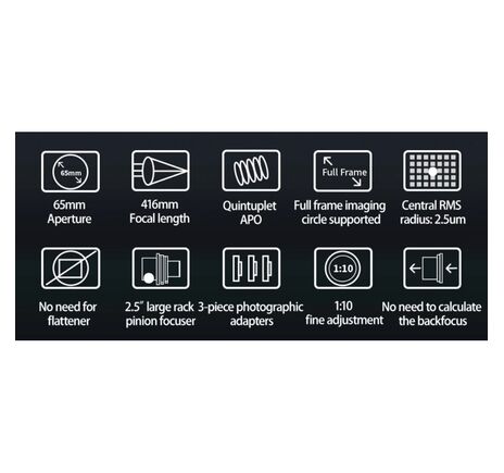 ZWO AP 65/416 FF65 - apochromatický refraktor, image-3