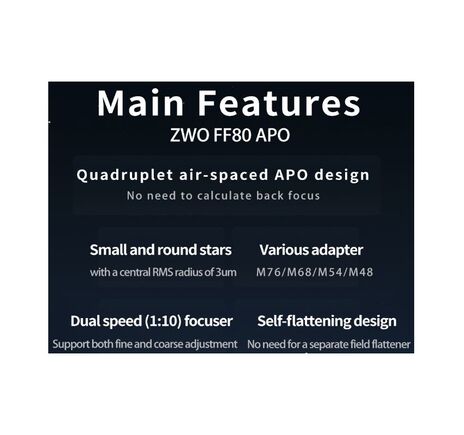 ZWO AP 80/600 FF80 - apochromatický refraktor, image-4