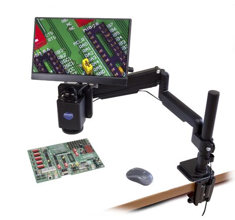 Optika Mikroskop IS-4K3, zoom optika 1×–18×, automatické zaostrenie, 8 MP, 4K Ultra HD, pantografový statív, 15,6" displej