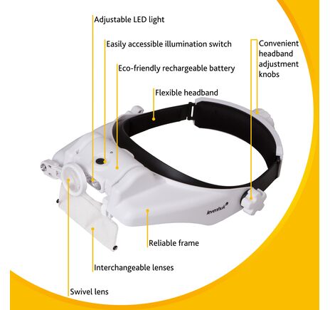 Náhlavná lupa s nabíjateľnou batériou Levenhuk Zeno Vizor HR4, image-14