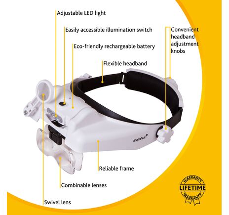 Náhlavná lupa s nabíjateľnou batériou Levenhuk Zeno Vizor HR6, image-14