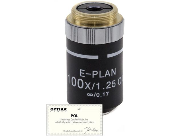Objektív optiky M-148P, 100x/1,25 (OIL/WATER), nekonečno, plán, POL, ( B-383POL)
