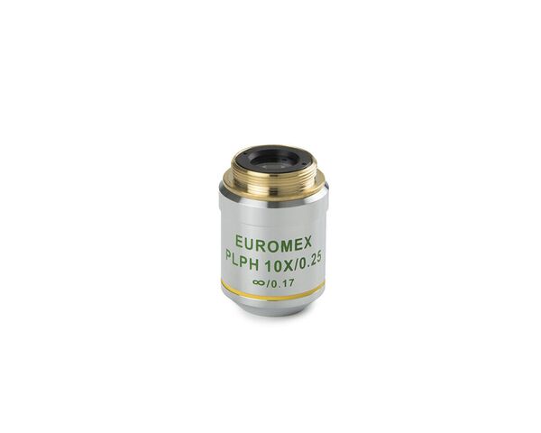 Objektív Euromex AE.3126, 10x/0,25, š. 12,1 mm, PLPH IOS nekonečno, plán, fáza (Oxion)